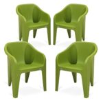 Home Supreme Furniture Futura Plastic with-Arm Chair Suitable for Home, Office, Garden, Living Room, Cafeteria, Restaurant, Hotel, Resort, Indoor & Outdoor(Set of 4, Mehandi Green)