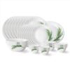 Larah by Borosil Crescent Fluted Series Opalware Dinner Set | 36 Pieces for Family of 8 | Microwave & Dishwasher Safe | Bone-Ash Free | Crockery Set for Dining & Gifting | Plates & Bowls | White