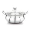 PANCA Stainless Steel Kadai with Lid 1.5 Litre |Steel kadhai for Cooking | Induction kadai | Multipurpose Handi for Serving | Kitchen Utensil (Set of 1, Silver)
