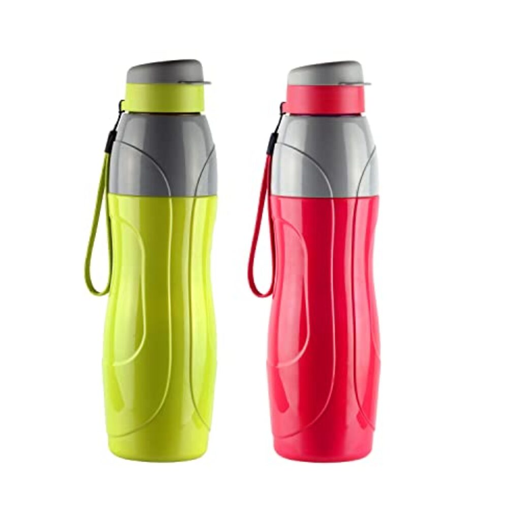 CELLO Puro Sports 900 | Plastic Water Bottle | Leak Proof & Handy and Durable | Set of 2 | 720 ml Each, Assorted