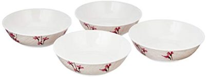 Amazon Brand – Solimo Classico Melamine Serving Bowls (White, 7.5 inches) – Set of 4