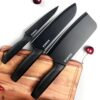 PANCA Knife Set with Cover for Kitchen Professional 3 Pieces High Carbon Stainless Steel Chef Knife I Utility Knife I Sontuku Knife I Kitchen Accessories Items for Home (Black, Set of 3)
