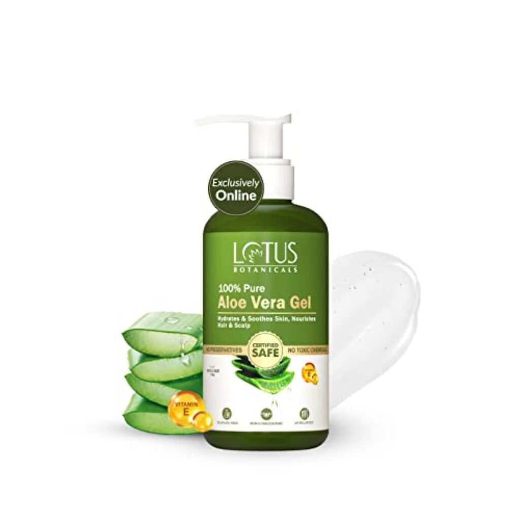 Lotus Botanicals 100% Pure Aloe Vera Gel with Vitamin E | Soothing Gel for Skin and Hair | Hydrates, Soothes, and Nourishes | Natural Skin & Hair Conditioner | All Skin Types | 200ml