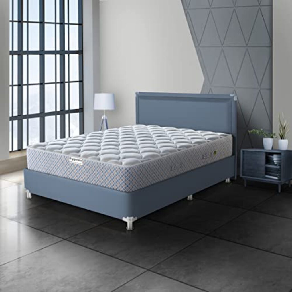 Hypnos Allure Luxury 6 Inch Medium Firm Queen Size Pocketed Spring Mattress Blue Orange (75X60X06)