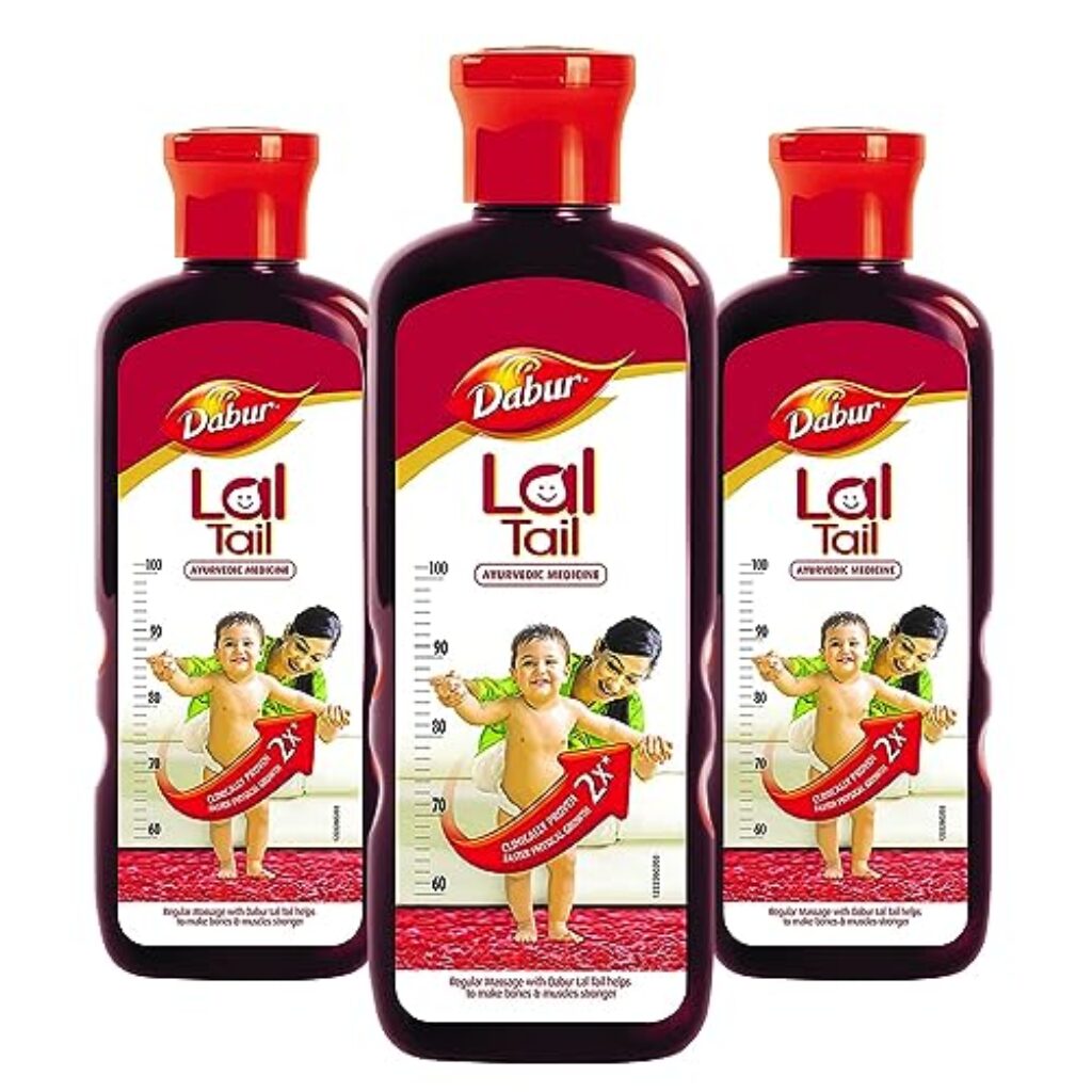 Dabur Lal Tail – 1500ml (500ml,Pack of 3) | Ayurvedic Baby Massage Oil | Clinically Tested 2x Faster Physical Growth | For Stronger Bones and Muscles