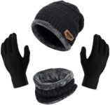 Perpetual Men’s Winter Wear Set and Gloves – Stylish Woolen Caps, Neck Warmers, and Winter Accessories for Men and Women, Perfect Beanie Cap for Cold Weather Mix Color 1 Set