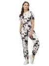 SIRIL Women’s Knitted & Tie-Dye Cotton Lycra Co-Ords Set/Sleepwear/Night Dress/Night Wear/Pajama Sets(337Tk10083-S_Grey, White), Small