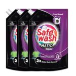 Safewash Front Load Matic 1L Refill Pouch Pack of 3 Premium Liquid Detergent with Colour-Protect Technology | 2x Stain Removal | For All Types of Fabrics