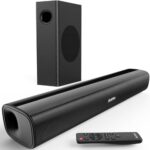 Saiyin Soundbar with Subwoofer, 2.1 Deep Bass Small Soundbar for TV Home Theater Surround System with Bluetooth/AUX/Optical Connection, Wall Mountable 17-inch