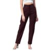 Rare Women Casual Wine Colour Solid Cargos