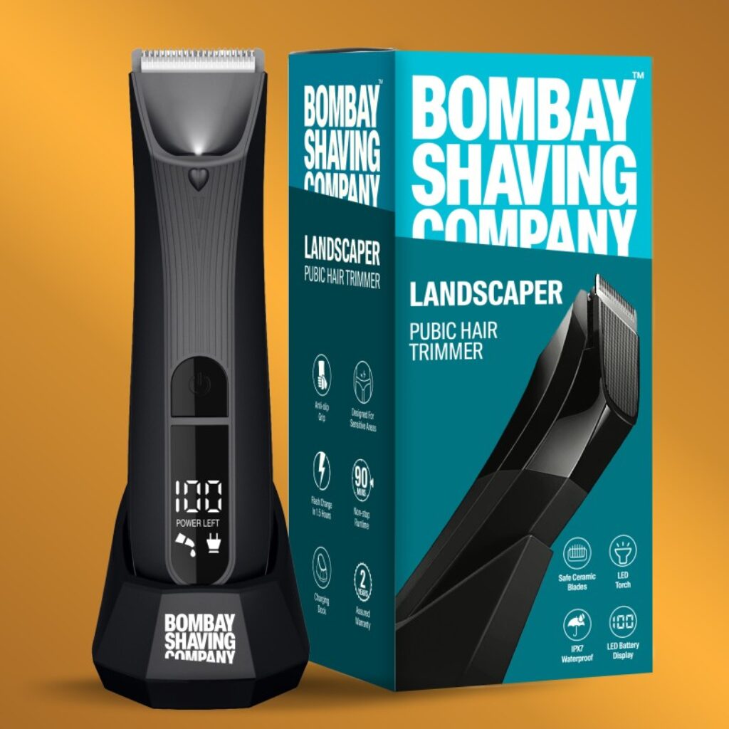 BOMBAY SHAVING COMPANY Body And Pubic Hair Trimmer for Men | For Men's Private Parts | Fully Waterproof Trimmer 90 min Runtime 4 Length Settings(Black)