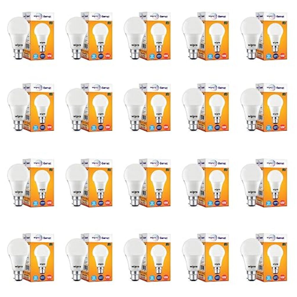 wipro Garnet 10W B22 LED Bulb, Coolwhite (Pack of 20)