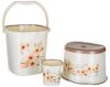 Nayasa Funk Square 3 Pcs Bathroom Set | Bucket 25 L + Mug 1.5 L + 508 Stool | Bathroom Set | Bath Set for Bathroom | Cream