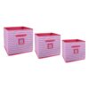 Amazon Brand – Solimo Printed Fabric Storage Box Set, 3 Piece, Pink