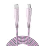 URBN 65W Ultra Fast Charging USB Type-C to Type-C Cable | PD Charger & Data Transfer | Unbreakable Nylon Braided | iPhone, Smartphones, Laptops, MacBooks | 5ft Length – Designer Pink