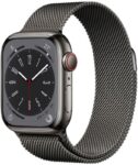 Apple Watch Series 8 GPS + Cellular with ECG app, Temperature sensor, Crash Detection(Graphite Milanese Strap, Regular)