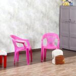 Cello Teddy Comfortable Kids Chair with Backrest for Study Chair|Play|Dining Room|Bedroom|Kids Room|Living Room|Indoor-Outdoor|Dust Free|100% Polypropylene Stackable Chairs, Pink