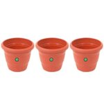 TrustBasket UV Treated Plastic Round Pot (6 Inches)-Terracotta Color-Set of 3 | Heavy Duty Highly Durable Plant Container Gamla for Indoor Home Decor & Outdoor Balcony Garden