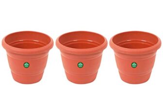 TrustBasket UV Treated Plastic Round Pot (6 Inches)-Terracotta Color-Set of 3 | Heavy Duty Highly Durable Plant Container Gamla for Indoor Home Decor & Outdoor Balcony Garden
