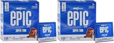 MANFORCE Epic Desire Super Thin Premium Condoms for Men Silk Chocolate Flavour Condom (3 Sheets) x Pack of 2