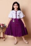 SK JJ DRESSES Girls Below Knee Festive/Wedding Dress(Purple, Half Sleeve)