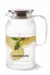 Signora Ware 1.6 litres Magico Borosilicate Glass Jug with Steel Lid | Big Water Pitcher with Strong Handle for Water Juice Ice-Tea Milk (1600Ml, Set of 1, Transparent | Bpa Free)