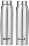 Amazon Brand – Solimo Stainless Steel Water Bottle, Set Of 2, 1 liters Each, 1 liters