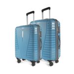 Aristocrat Polypropylene(Pp) Air Pro Set of 2 Hard Carry-On Luggage(66+76Cm)|Medium&Large Check-in Lightweight Luggage with Strong 4 Spinner Wheels,Secured Zip & Combination Lock|Cross Teal|Unisex