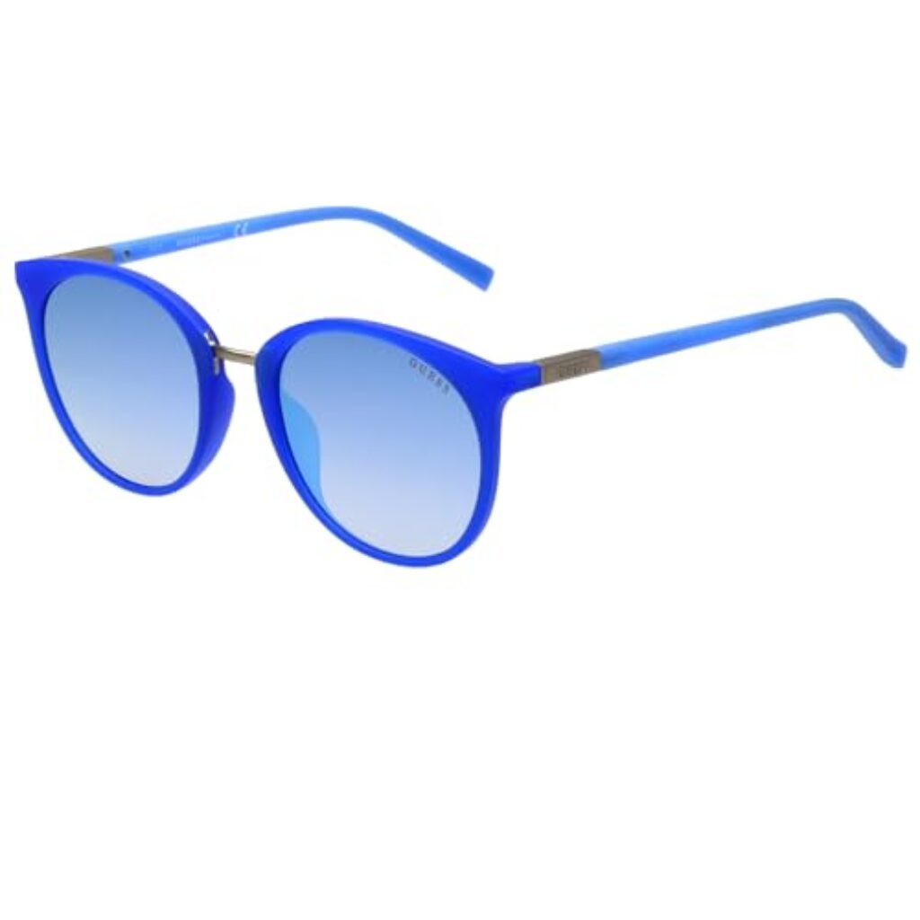 GUESS Women's Gu3022 Matte Blue/Blue Oval Non-Polarized Sunglasses, One Size