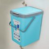 Nayasa Plastic Door Dustbin | Small | 14 Ltrs | Plastic Press-Top | Step-On Push And Pedal Dustbin with Lid | Garbage Bins for Home Office | 28 cm X 22 cm X 42 cm | Turquoise Blue