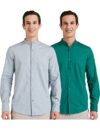 Amazon Brand – Symbol Men’s Solid Slim Casual Shirt (AW-SY-MCS-1154_Light Grey_Mid Green Medium)