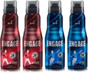 Engage Deo Combo, 2 Intrigue for Him (165ml) & 2 Spirit for Him (165ml), (Pack of 4) Deodorant Spray  –  For Men(660 ml, Pack of 4)