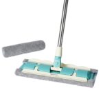 Amazon Basics Microfibre Flat Mop with Clip-in Cloth Refill for Wet and Dry Floor Cleaning