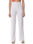 KOTTY Womens High Rise Viscose Rayon Solid Trousers Off White