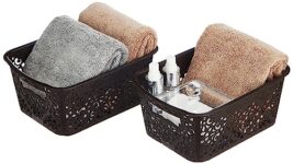 Amazon Brand – Solimo Royal Multipurpose Storage Basket – Small (Set Of 2, Brown), Fabric, Rectangular