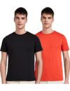 Amazon Brand – Symbol Men’s Cotton T Shirt | Round Neck | Half Sleeve | Plain | Combo Pack of 2 – Regular Fit (Available in Plus Size) (Fire Red & Black_S)