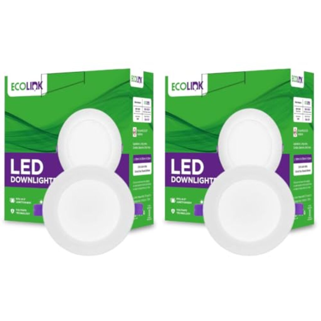 EcoLink 7W Concealed JB Ceiling Light | Round Ceiling LED Downlighter for Home & Hall | Cut Out: 3 inch, Color: Natural White, Pack of 2