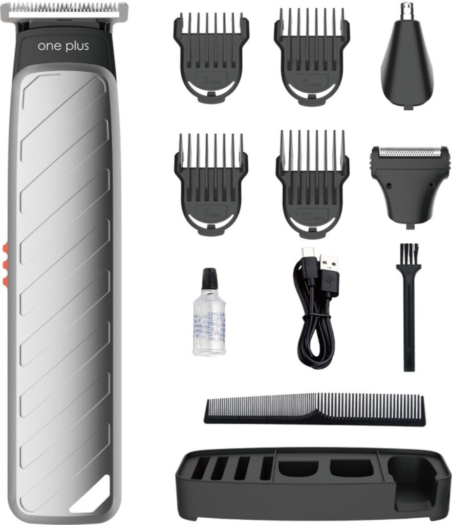 One Plus OP 511 Cordless Professional 8 in 1 Grooming Kit Washable Trimmer 120 min Runtime 4 Length Settings(Silver)