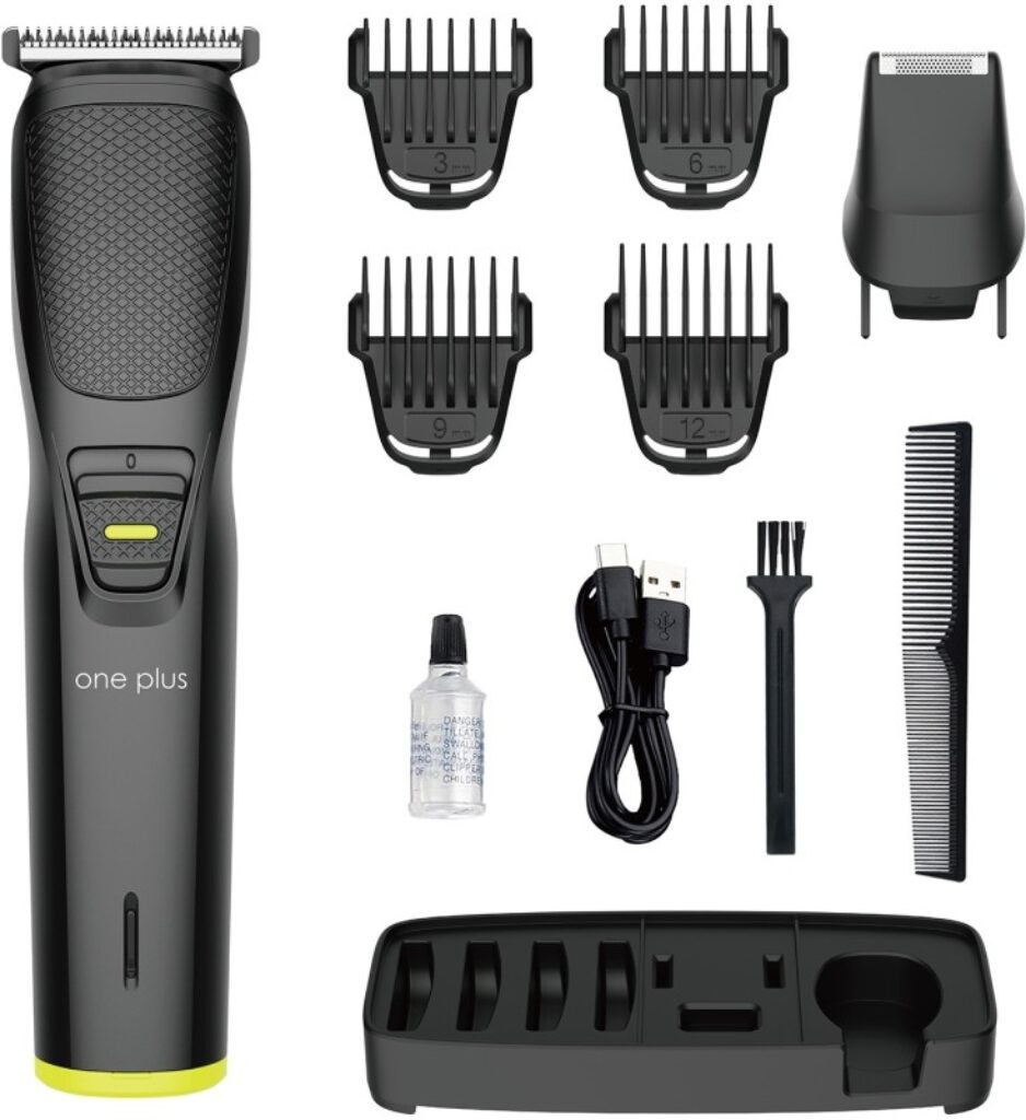 One Plus OP 501 Cordless Professional 7 in 1 Grooming Kit With Hook Hanger Washable Trimmer 120 min Runtime 12 Length Settings(Black)