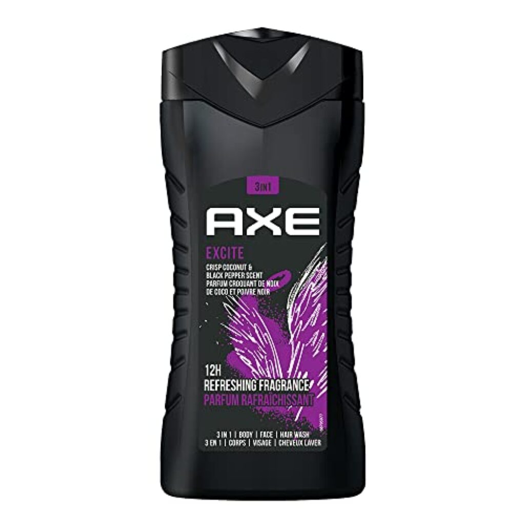 Axe Excite 3 In 1 Body, Face & Hair Wash For Men, Long-Lasting Refreshing Crisp Coconut & Black Pepper Fragrance For Upto 12Hrs, Natural Origin Ingredients, Removes Odor & Bacteria, No Paraben, 250ml