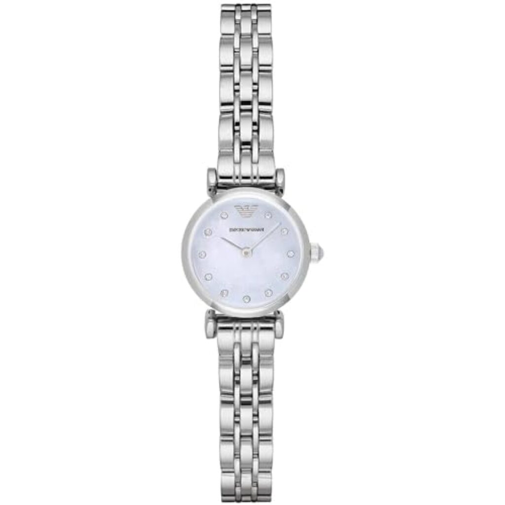 Emporio Armani Stainless Steel Gianni T-B Analog Multi-Colour Dial Women Watch-Ar1961, Silver Band