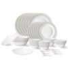 Larah by Borosil Waltz Fluted Series Opalware Dinner Set | 40 Pieces for Family of 6 | Microwave & Dishwasher Safe | Bone-Ash Free | Crockery Set for Dining & Gifting | Plates & Bowls | White