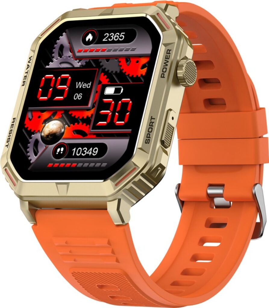 Fire-Boltt Commando 49.5mm (1.95) AMOLED Smart Watch, 123 sports modes, Bluetooth calling Smartwatch(Orange Strap, Free Size)