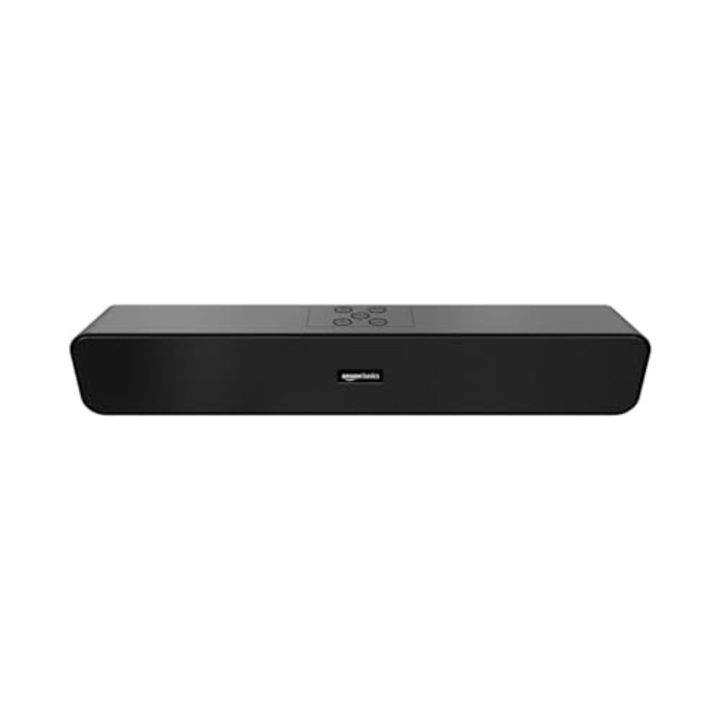 amazon basics 16W Bluetooth Soundbar Speaker with 1200mah Battery, BT v5.3, Aux, USB Port for Mobile, PC, Tablets, and Laptops (Black)