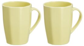 Amazon Brand – Solimo Ceramic Coffee Mugs | 100% Food Grade | Microwave Safe (380 ml, Set of 2, Yellow)