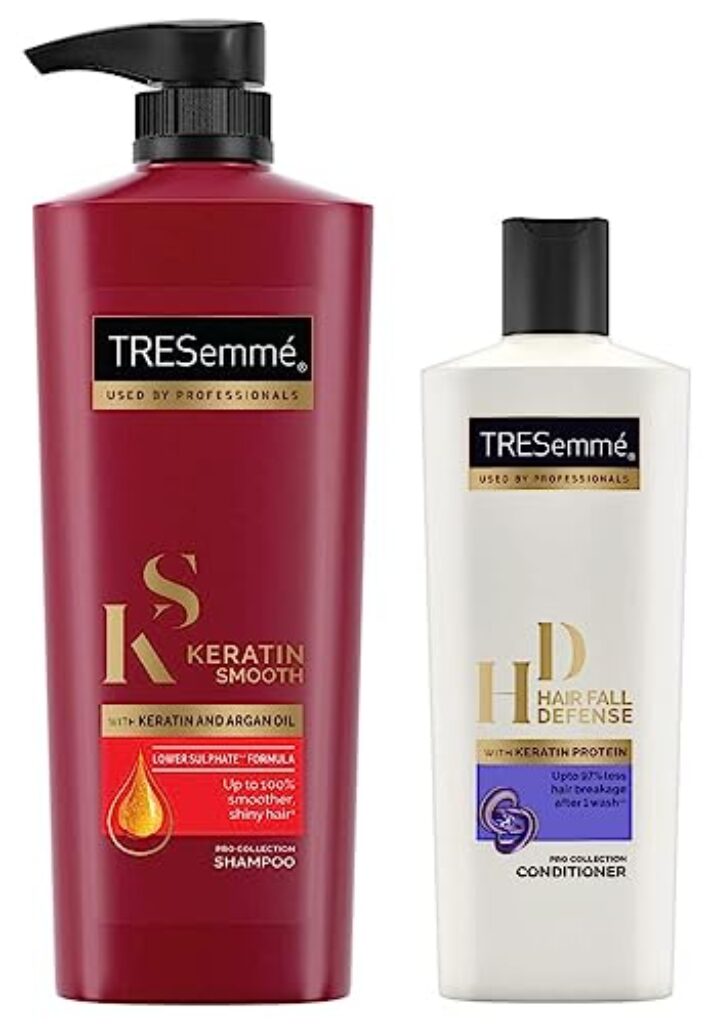 TRESemme Keratin Smooth Shampoo, 580ml And Hair Fall Defense Conditioner, 190ml