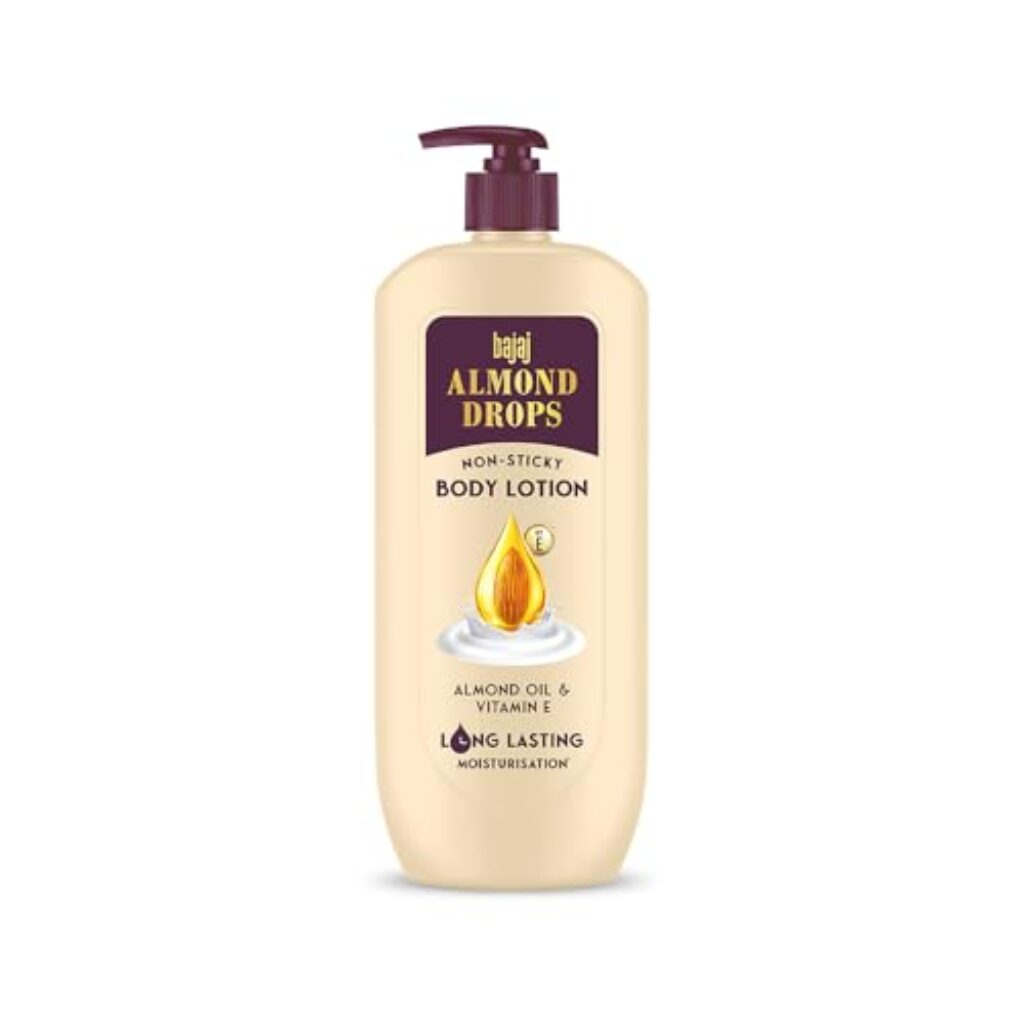 Bajaj Almond Drops Non-Sticky Body Lotion | Long Lasting Moisturization | Almond Oil & Vitamin E | Nourished and Smooth Skin | 600 ML