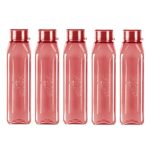 MILTON Prime 1000 Pet Water Bottle, Set of 5, 1 Litre Each, Burgundy | BPA Free | 100% Leak Proof | Office Bottle | Gym Bottle | Home | Kitchen | Travel Bottle | Hiking | Treking Bottle