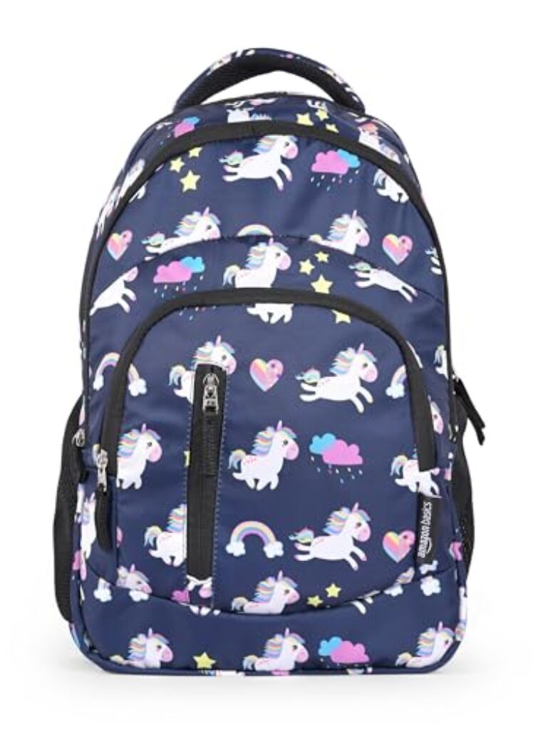 Amazon Basics Comfortable Unicorn Backpack | Lightweight Polyester, Durable Construction | Stylish Design with Organized Storage | Perfect for School, College & Travel