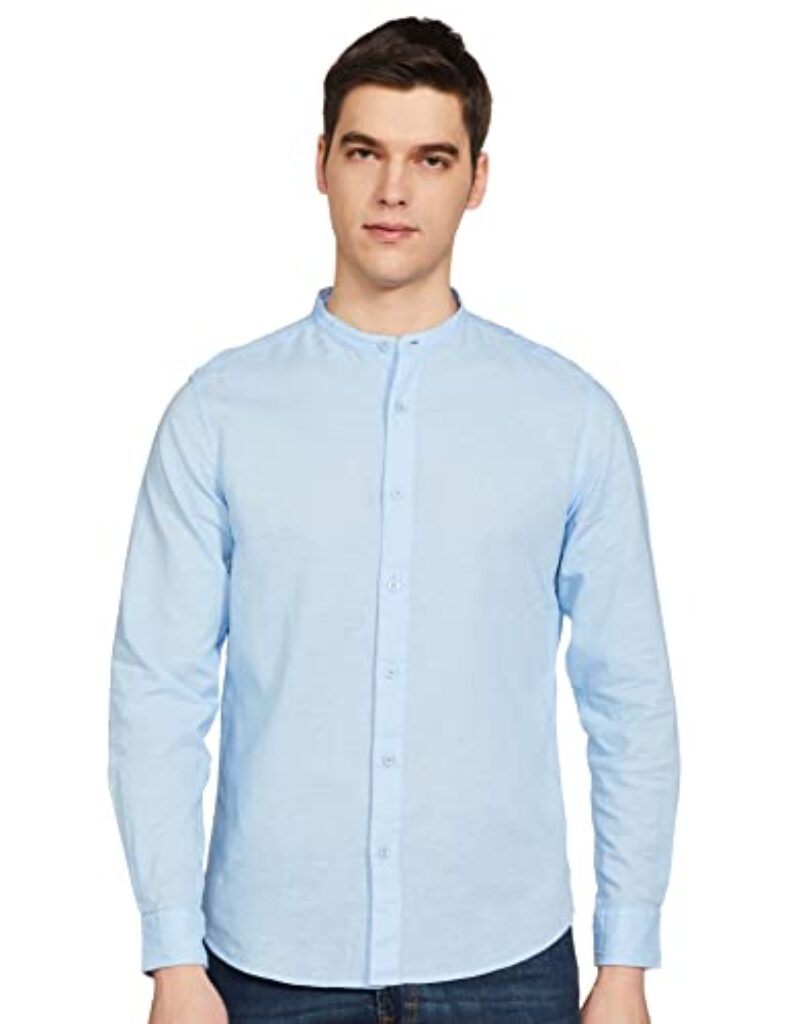 United Colors of Benetton Men's Slim Shirt (5NS12U008I_Sky Blue XL)